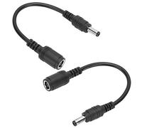 ASHATA 2 Cables de Extensión de Alimentación de CC Macho de 7,4 X 5,0 Mm Hembra a 5,5 X 2,5 Mm Macho para Portátil Transferencia de Carga Rápida, Negro