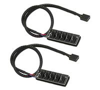 ASHATA 2 Piezas PWM Fan Hub, C CPU Cooling 4 Pin Fan Power Cable Hub Splitter Adapter Manga PWM Case Fan Splitter, PWM Fan Splitter Hub Adapter Cable para Computadora Desktop Case