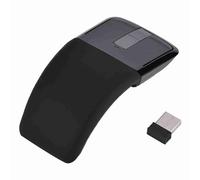 ASHATA 2pcs El Mouse de Viaje de Inalámbrico, 2.4g Mouse Táctil Plegable con Receptor, Ratones Portátiles Delgados para Laptop, Cuaderno, PC, TV Inteligente, Negro