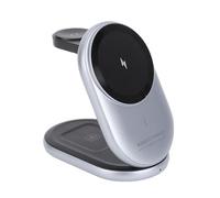 ASHATA 3 en 1 Estación de Carga Inalámbrica, 15W Cargador Inalámbrico de Carga Rápida con Soporte Magnético Multi Angle Compatibilidad Universal Ajustable para los Auriculares de