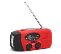 ASHATA 3 en 1 Radio Solar portátil con Función de Linterna LED/Banco de Energía Móvil, Multifuncional Radio USB Altavoz Am/FM/WB (NOAA)(Rojo)