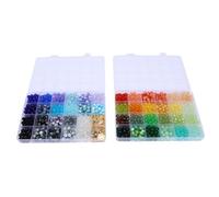 ASHATA 48 Colores Cuentas de Vidrio Crujido 1190 Piezas Cuentas Redondas de 8 Mm para Pulseras Fabricación de Joyas, Pendientes, Collares, Kit de Manualidades con Espaciadoras y Cordón Elástico