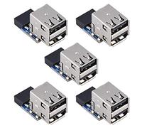 ASHATA 5 conectores USB de placa base, 9 pines/10 pines USB 2.0 conector de placa base a 2 adaptadores de puerto USB 2.0 A (A)