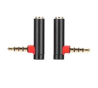 ASHATA Adaptador de Audio 3.5 mm y 90 Grados, 2 Piezas Adaptador de Audio Macho a Hembra de 3.5 mm Enchufe de Cable de Auriculares estéreo de ángulo Recto, Adaptador AUX Hembra a Macho(Negro)