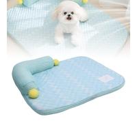 ASHATA Almohadilla de Enfriamiento de Mascotas, Alfombrilla para Mascotas de Enfriamiento de Perros con Almohada Lavable en Forma de L Cómodo para Gatos Perros Durmiendo en Verano (S)
