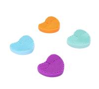 ASHATA Almohadilla Limpiadora de Brochas de Maquillaje de Silicona de Doble Textura en Forma de Corazón para Mantenimiento Higiénico del Maquillaje, Alfombrilla de Limpieza Portátil para Brochas de