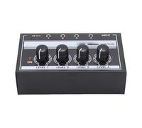 ASHATA Amplificador de Auriculares de 4 Canales, Amplificador Divisor de Auriculares Estéreo de Estudio de Metal con Entrada de 6,35mm, Conectores de Salida (Enchufe de la UE)