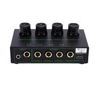 ASHATA Amplificador de Auriculares de 4 Canales, Mini Amplificador Divisor de Auriculares Multicanal con Puerto de Fuente de Alimentación USB, Amplificador de Auriculares Estéreo