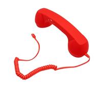 ASHATA Auricular de Teléfono Retro Tipo C, Receptor con Cable Vintage con Micrófono y Altavoz con Cancelación de Ruido, para Llamadas o Reproducción de Sonido, Computadoras Portátiles, Colores (Rojo)