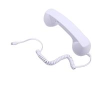 ASHATA Auricular de Teléfono Retro Tipo C, Receptor con Cable Vintage con Micrófono y Altavoz con Cancelación de Ruido, para Llamadas o Reproducción de Sonido, Computadoras Portátiles, Colores (WHITE)