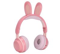 ASHATA Auriculares Bluetooth 5.0 Plegables con Micrófono Cute Rabbit Ear Auriculares Inalámbricos sobre la Oreja para Niños Verdes Adolescentes Adultos, 12 Horas de Tiempo de Escucha, TF/Aux, 7(Rosa)