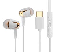 ASHATA Auriculares con Cable, Tipo C Cancelación de Ruido en la Oreja estéreo Envolvente Auriculares Deportivos con micrófono Cena Deep Bass Música Sonido para teléfono con Puerto Tipo c