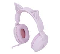 ASHATA Auriculares Inalámbricos con Oreja de Gato, Auriculares para Juegos Bluetooth 5.4 con Control de Volumen de Micrófono, Luz LED, Auxiliar de 3,5 Mm, Plegables para Adolescentes y Niñas (Purple)