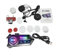 ASHATA Auriculares Inalámbricos para Casco de Motocicleta con Sonido de Alta Fidelidad IP67 a Prueba de Lluvia para Paseos en Grupo Compatibilidad Entre Marcas Duración de la Batería de 40-50H