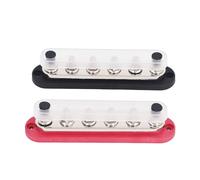 ASHATA Bloque de Distribución de Energía de 12-48V con Cubierta, Barra Colectora de Acero Inoxidable de Latón de 300A para Coche, Barco, Marino