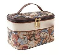 ASHATA Bolsa de Maquillaje de Viaje, Organizador de Cosméticos Versátil con Asa para Mujer, Nailon, a Prueba de Polvo, 21x13,5x14cm (Brown)