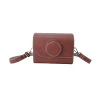 ASHATA Bolso de Cuero para Cámara para Mujer, Estuche Cruzado de Cuero PU Resistente Al Agua, Mochila de Fotografía de Viaje Vintage con Correa Compacta para el Hombro