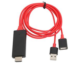 ASHATA Cable Adaptador HDMI 1080P, Cable Adaptador USB a HDMI para Teléfono Móvil, Cable HDMI para Teléfono a HDMI Mismo Cable de Pantalla para Android, iOS, para Proyector de Monitor de TV(Rojo)