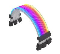 ASHATA Cable de Extensión ARGB, Cable de Fuente de Alimentación de Placa Base ARGB, Cable de Fuente de Alimentación Sincronizado de Doble Extremo de 3x8 Pines para Tarjeta Gráfica de