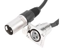 ASHATA Cable de Paso XLR, Adaptador de Montaje en Panel Hembra XLR de 3 Pines con Núcleo de Cobre sin Oxígeno de 24 AWG, para Micrófonos, Luces de Escenario, Mezcladores, (Silver)