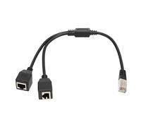 ASHATA Cable Divisor Cat5 RJ45, Cable Divisor Ethernet RJ45 Transmisión Estable 1 Puerto Macho a 2 Hembra para Módem Enrutador