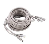 ASHATA Cable Ethernet, 5M / 10M / 15M / 20M RJ45 + DC Cable de CCTV Ethernet Cabeza Macho y Hembra Jack de 2.1mm / 5.5mm para cámaras IP Sistema NVR 10Mbps / 100Mbps(10 Millones)