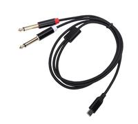 ASHATA Cable Flexible Tipo C a Doble TS de 6,35 Mm, Conveniencia Plug and Play para Configuración de Estudio en Casa, Nailon/negro (#1)