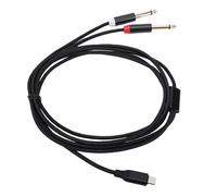 ASHATA Cable Flexible Tipo C a Doble TS de 6,35 Mm, Conveniencia Plug and Play para Configuración de Estudio en Casa, Nailon/negro (#2)