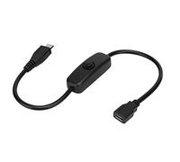 ASHATA Cable Micro USB, Cable de extensión Micro USB Hembra a Macho con Interruptor de botón 501 para, Cable Micro USB con Interruptor de botón Cable de alimentación de