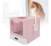 ASHATA Caja de para Gato de Acero Inoxidable, Caja de Grande con Encerrada XL con Diseño de Cajón para una Fácil Limpieza, Protección de la Privacidad, 360 Grados Encerrados (Rosa de durazno)