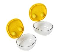 ASHATA Caja para Refrigerios, 2 Unidades, con Tapa de Silicona Fácil de Limpiar y Diseño Apilable para Refrigerios sin Desorden en Casa u Oficina, 4,7x3,9x2,4 Pulgadas (YELLOW)
