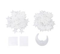 ASHATA Calcomanías de Pared que Brillan en la Oscuridad, Juego de Estrellas Creativas para Dormitorios Infantiles, 200 Estrellas y 1 Luna Sonriente (3,8 cm)