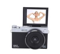 ASHATA Cámara Digital 4K para Fotografía, Cámara Vlogging de 16X 64MP con Luz de Relleno, Pantalla Abatible de 2,88 Pulgadas, Enfoque Automático, Estabilización de Imagen AI, de (Black)