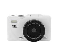 ASHATA Cámara Digital 5K, Cámara de Vlogging con Enfoque Automático y Zoom Digital HD de 75MP 18X, Retro sin Espejo con Pantalla Abatible de 3 Pulgadas para Fotografía de (White)