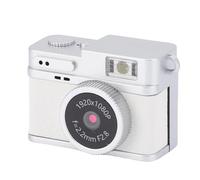 ASHATA Cámara Digital CMOS Vintage para Fotografía, Cámara de Video Vlogging FHD 1080p, 6 Filtros, Luz LED Light, CAM Travel CAM for Selfie Home, Recargable, con Llavero (White)