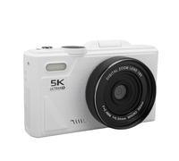 ASHATA Cámara Digital de 5k, Cámara de Vlogging de 75MP WiFi Autococus 18x Zoom Digital Anti Shake con Batería de 1150 MAh para Selfies de Fotografía de Viaje (White)