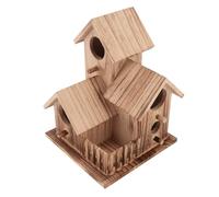 ASHATA Casa para Pájaros de Madera para Uso Al Aire Libre, Pequeña Cabaña Nido de Pájaros en el Campo con Techo para Patio Jardín, Atrae Pequeños, Diseño Ecológico para Observación de Aves
