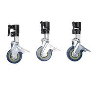 ASHATA Caster Giratorio Profesional para Soporte de Luz de Fotografía de 25 Mm, Ruedas de Luz de Fotografía con Bloqueo de Freno, Rotación de Metal Silencioso de 360 °, Tubo de 0.98