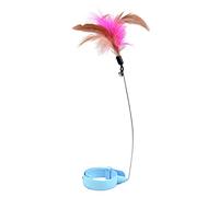 ASHATA Collar de Plumas de Gato Ajustable con Campana, Varita Interactiva Flexible para Jugar en Interiores, Divertida Varita de Plumas de Gato con de Colores, Rotación de 360°, Azul (Blue)