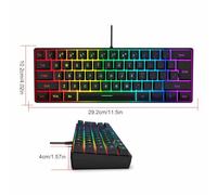 ASHATA Combo de Teclado y Mouse de Juego, RGB Retroiluminado 61 Teclas Teclado 6400 dpi Mouse Ergonómico con Teclas de Función Multimedia para el Trabajo de Juegos de Computadora de PC (Conjunto