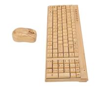 ASHATA Combo de Teclado y Mouse Inalámbricos, Combo de Mouse y Teclado Inalámbrico de Tamaño Completo de bambú 2.4G Hecho a Mano con Receptor USB, 1200DPI, Soporte OTG