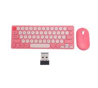 ASHATA Combo de Teclado y Mouse Inalámbricos, Receptor USB 2.4g, 64 Teclas Retero Retro Compact Mouse con Función de Sueño Automático, 1200 Ppi, Enchufe y Reproducción (Rojo)