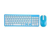 ASHATA Combo de Teclado y Ratón Inalámbricos, Teclado Inalámbrico de Ordenador de 96 Teclas con Alfombrilla Antideslizante, Receptor USB de 2,4 GHz, para PC, Portátil y Escritorio (Blue)