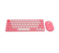 ASHATA Combo Inalámbrico de Teclado y Mouse, 64 Teclas Retro KeyCaps 5 Millones Presiones de 1200 dpi Mouse con Auto Sleep Design 2.4GHz Conexión Inalámbrica para la Computadora (Rojo)