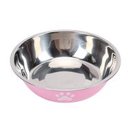 ASHATA Comedero de Metal para Perros con Diseño Elegante y Base Antiderrames, Ideal para Uso Doméstico y Viajes, para Todos los Tamaños de Mascotas, 17,5 X 17,5 X Cm (Pink)