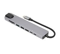ASHATA Concentrador de Acoplamiento 8 en 1, Estación de Acoplamiento de Concentrador USB C, Adaptador de Concentrador Tipo C, USB C a Tipo C USB2.0 USB PD RJ45 Tarjeta de Memoria