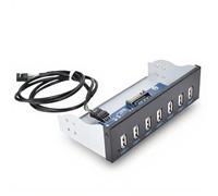 ASHATA Concentrador USB2.0 de 7 Puertos, Panel de la Caja del Concentrador USB 7 Puerto USB2.0, Transmisión de Datos Sin Pérdida Panel de la Unidad del Concentrador USB