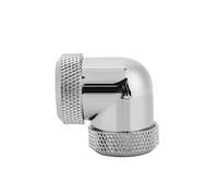 ASHATA Conector de Tubo de Codo de 90 Grados de Refrigeración por Agua para PC DIY, Accesorio de Tubería Dura Doble, Latón Cromado de 14 Mm de Diámetro Exterior para Tubos PETG con Sello de Silicona