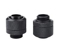 ASHATA Conexión de compresión de refrigeración por Agua 2PCS G1 / 4 Rosca Conector de Tubo Flexible Latón Conexión de Dos toques para PC Refrigeración por Agua(Negro)