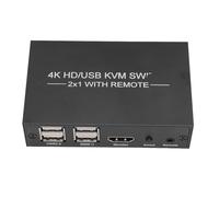 ASHATA Conmutador KVM USB 2.0 de 4 Puertos para HDMI, Conmutador KVM 4K X 2K 1 Monitor 2 Computadoras con 4 Puertos USB3.0, para Conmutadores KVM HDMI para TV Box, PC, Laptop con 2